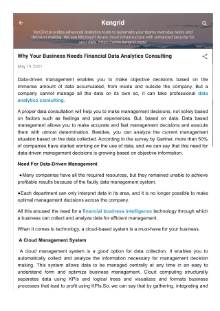 Why Your Business Needs Financial Data Analytics Consulting