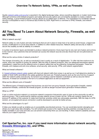 Overview To Network Safety And Security, VPNs, as well as Firewalls