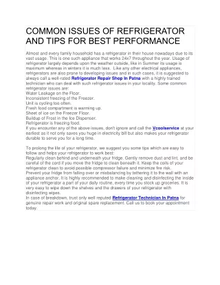 common issues of refrigerator and tips for best