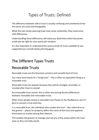 types of trusts defined