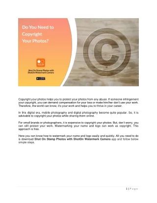 Do You Need to Copyright Your Photos