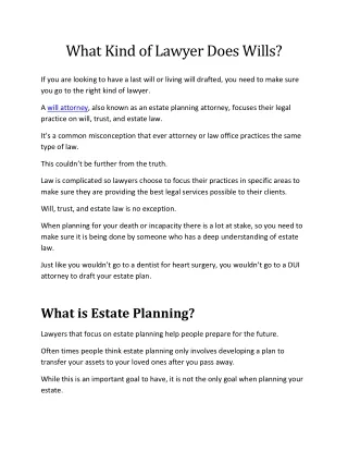 what kind of lawyer does wills