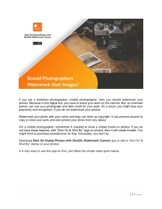 Should Photographers Watermark their Images