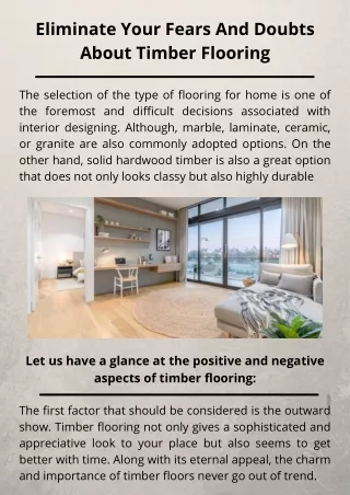 Eliminate Your Fears And Doubts About Timber Flooring