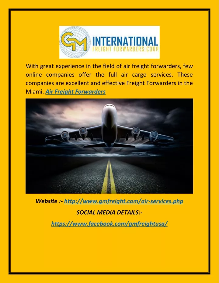 with great experience in the field of air freight