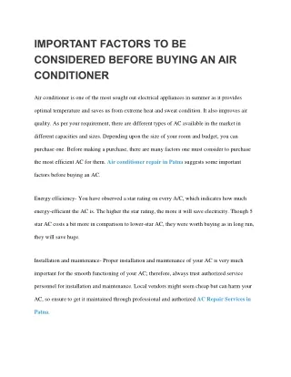 important factors to be considered before buying