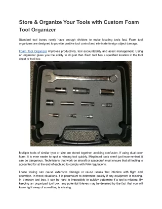 store organize your tools with custom foam tool