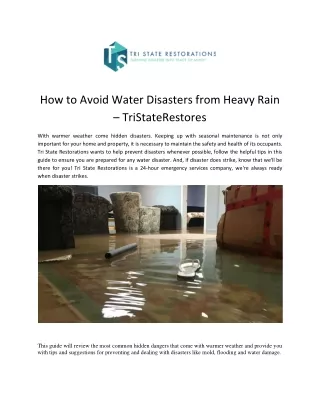 How to Avoid Water Disasters from Heavy Rain - TriStateRestores