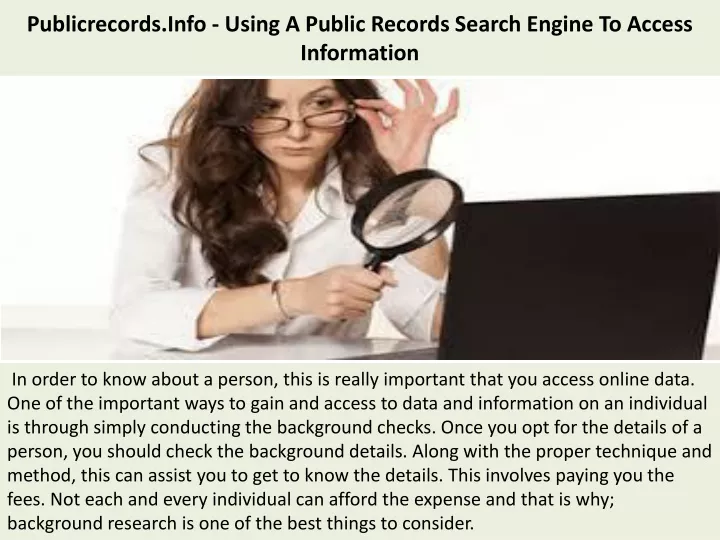 publicrecords info using a public records search engine to access information