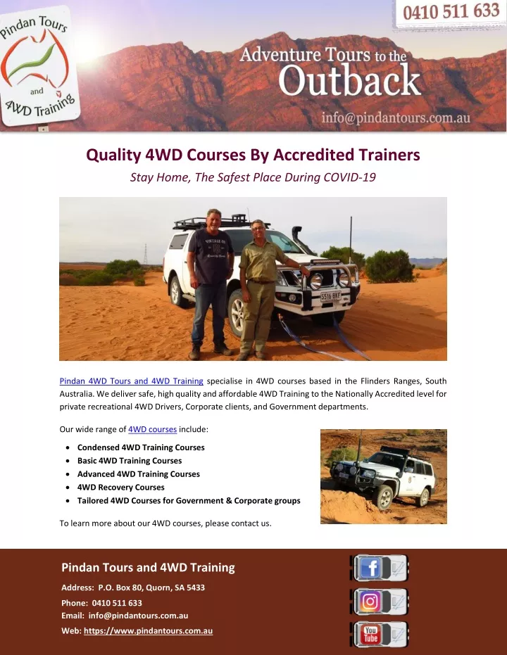 quality 4wd courses by accredited trainers stay