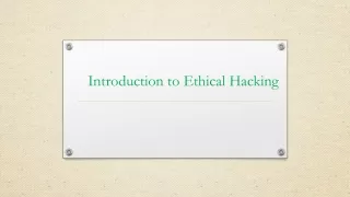 introduction to ethical hacking
