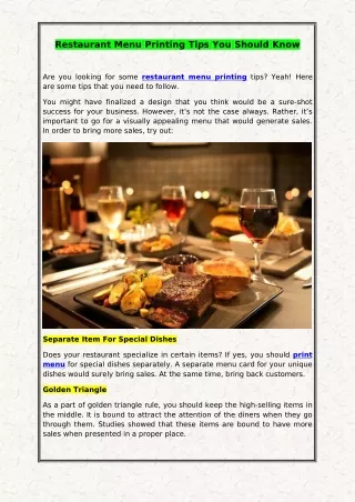 restaurant menu printing tips you should know