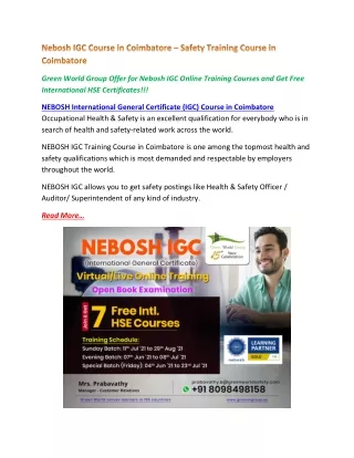 green world group offer for nebosh igc online