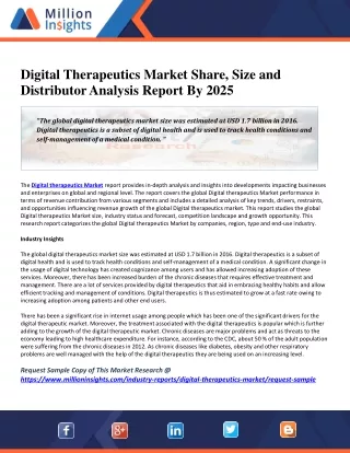 Digital Therapeutics Market Size and Forecast Assessment Report Till 2025