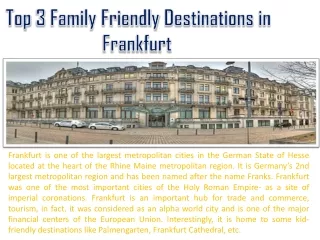 Top 3 Family Friendly Destinations in Frankfurt
