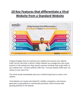 10 Key Features that differentiate a Viral Website from a Standard Website