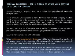 company formation top 5 things to avoid when setting up a limited company