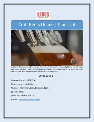 Craft Beers Online | Kibus.cat