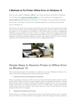 5 Methods to Fix Printer Offline Error on Windows 10