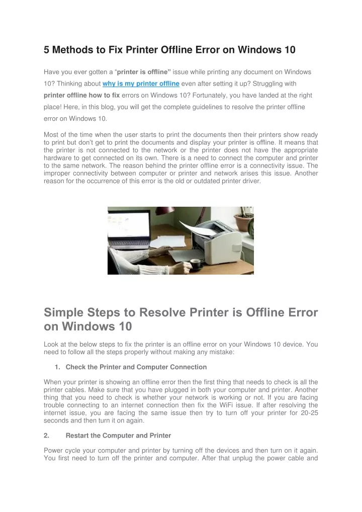 5 methods to fix printer offline error on windows