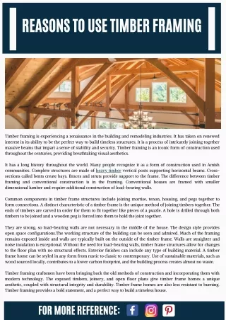 Reasons To Use Timber Framing