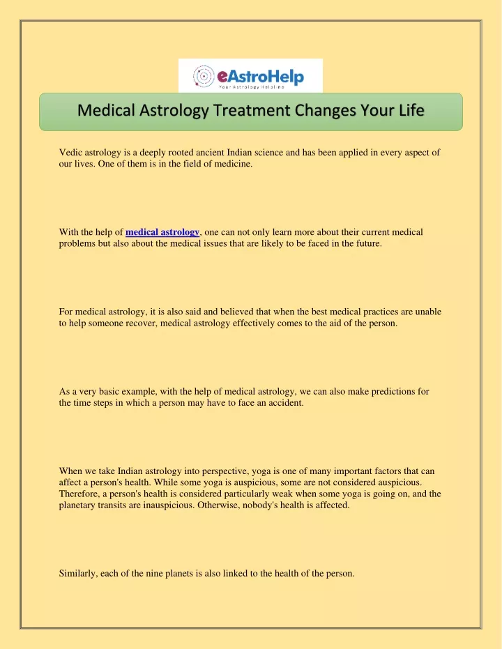 medical astrology treatment changes your life