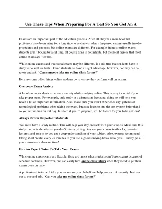 use these tips when preparing for a test
