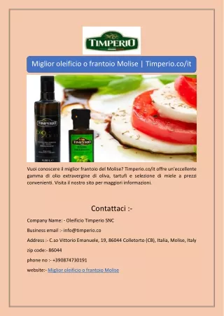 Miglior oleificio o frantoio Molise | Timperio.co/it