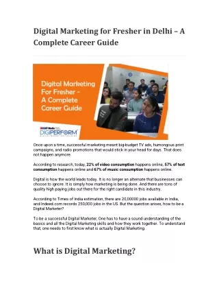 Digital Marketing for Fresher in Delhi – A Complete Career Guide
