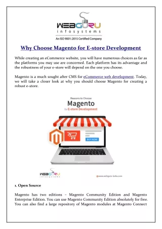 why choose magento for e store development