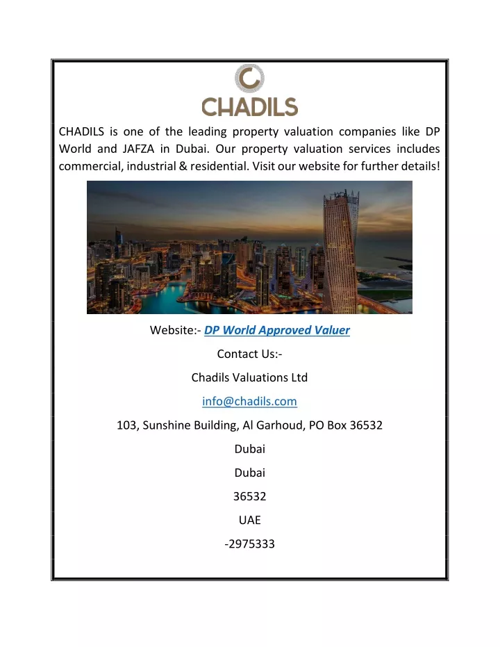 chadils is one of the leading property valuation