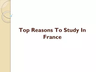 Top Reasons To Study In France