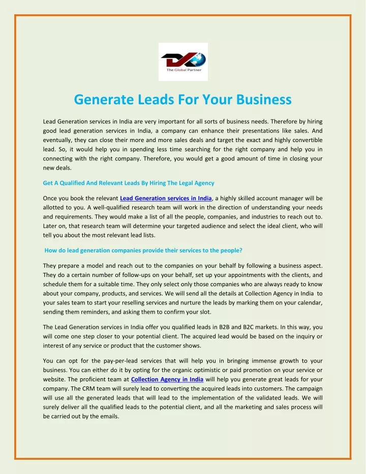 generate leads for your business