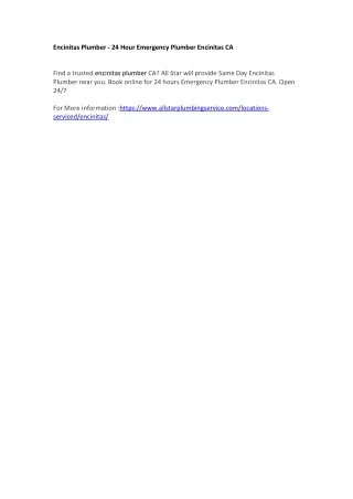 encinitas plumber 24 hour emergency plumber