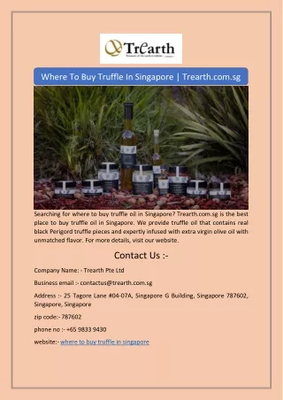 Where To Buy Truffle In Singapore | Trearth.com.sg