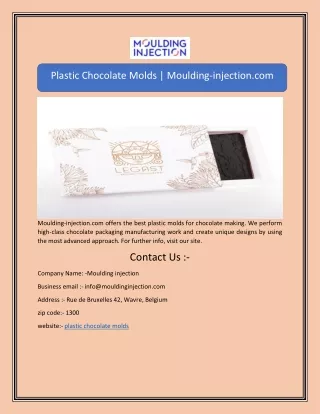 Plastic Chocolate Molds | Moulding-injection.com