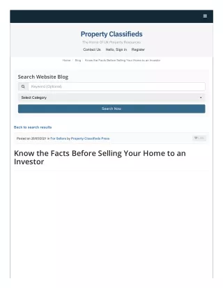 Know the Facts Before Selling Your Home to an Investor