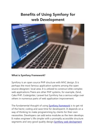 benefits of using symfony for web development