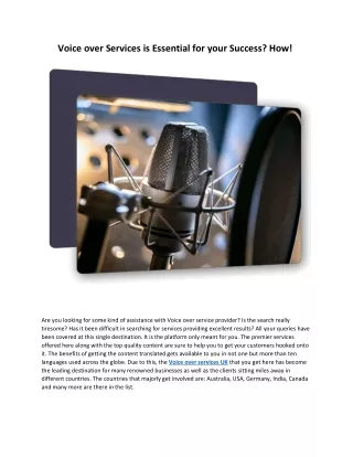 Voice over Services is Essential for your Success How!