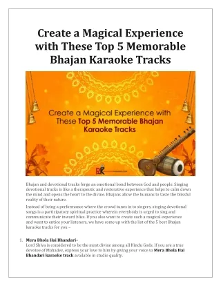 Create a Magical Experience with These Top 5 Memorable Bhajan Karaoke Tracks