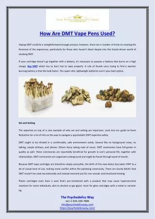 How Are DMT Vape Pens Used