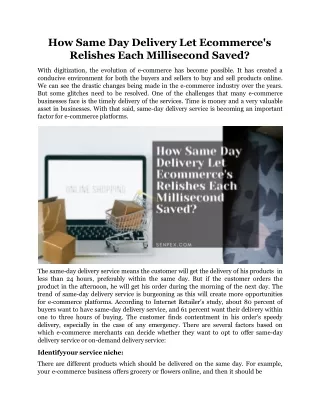 how same day delivery let ecommerce s relishes