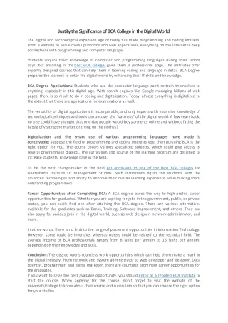 justify the significance of bca college