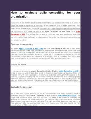 How to evaluate agile consulting for your organization