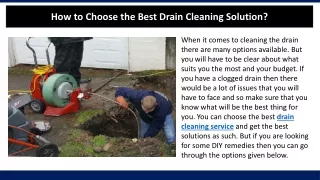 how to choose the best drain cleaning solution