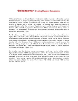 shikshaantar creating happier classrooms
