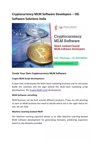 cryptocurrency mlm software developers