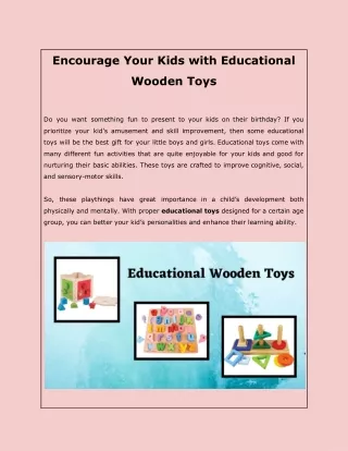 Encourage Your Kids with Educational Wooden Toys