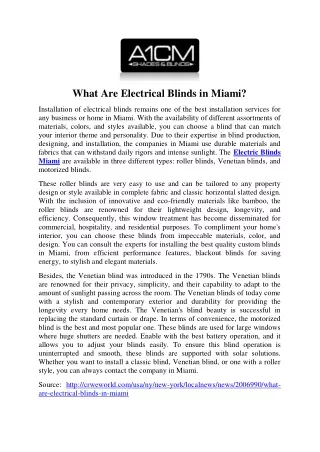 what are electrical blinds in miami