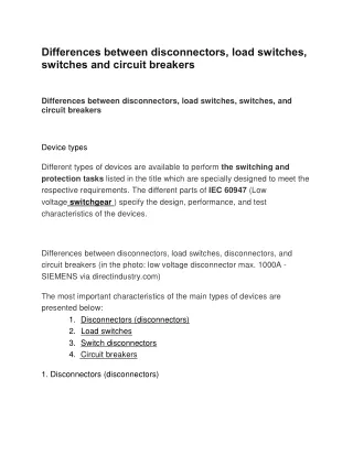 differences between disconnectors load switches